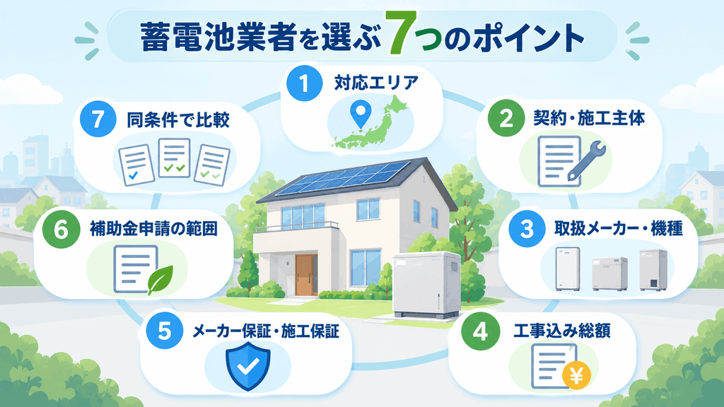 蓄電池業者を選ぶ7つの確認ポイント