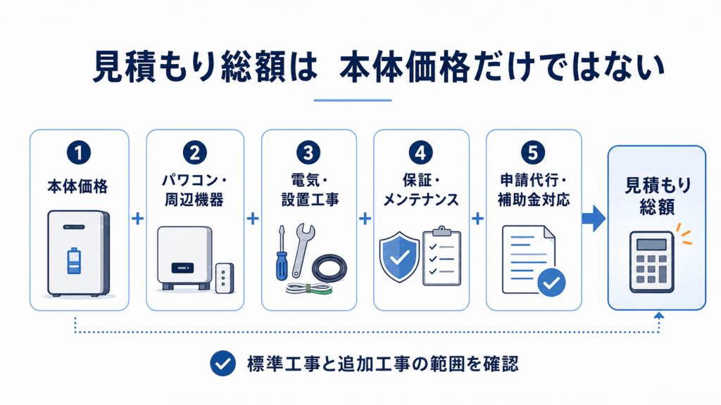 蓄電池の費用は何で決まる？費用内訳図
