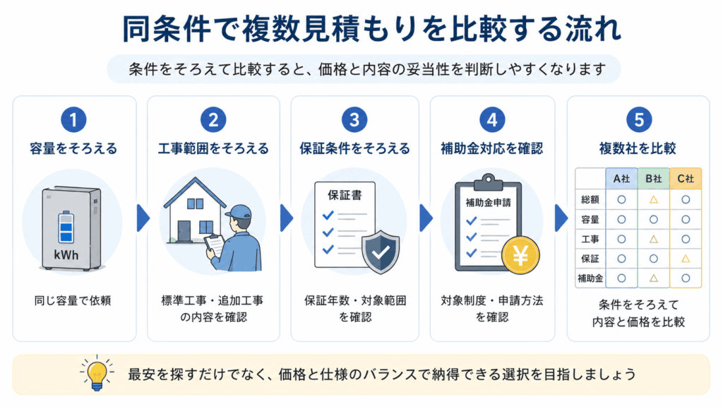 同条件で複数見積もりを比較する流れ