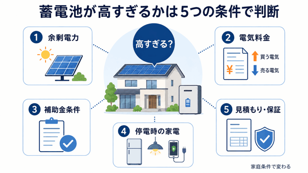 蓄電池が高すぎるか判断する5つの確認軸