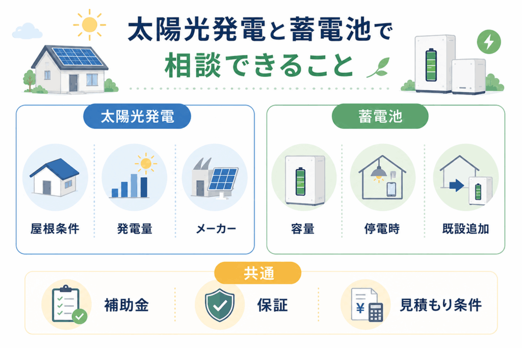 太陽光発電と蓄電池で相談できる内容
