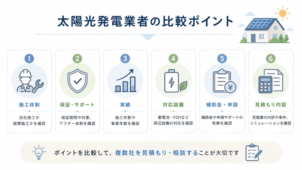 太陽光発電業者の比較ポイント