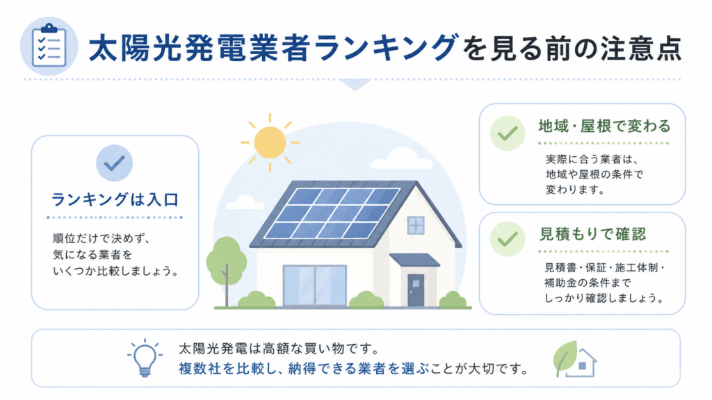 太陽光発電業者ランキングを見る前の注意点