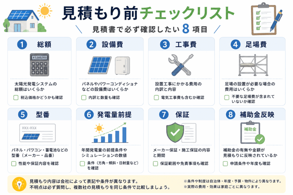 太陽光発電の見積書で確認したい8項目