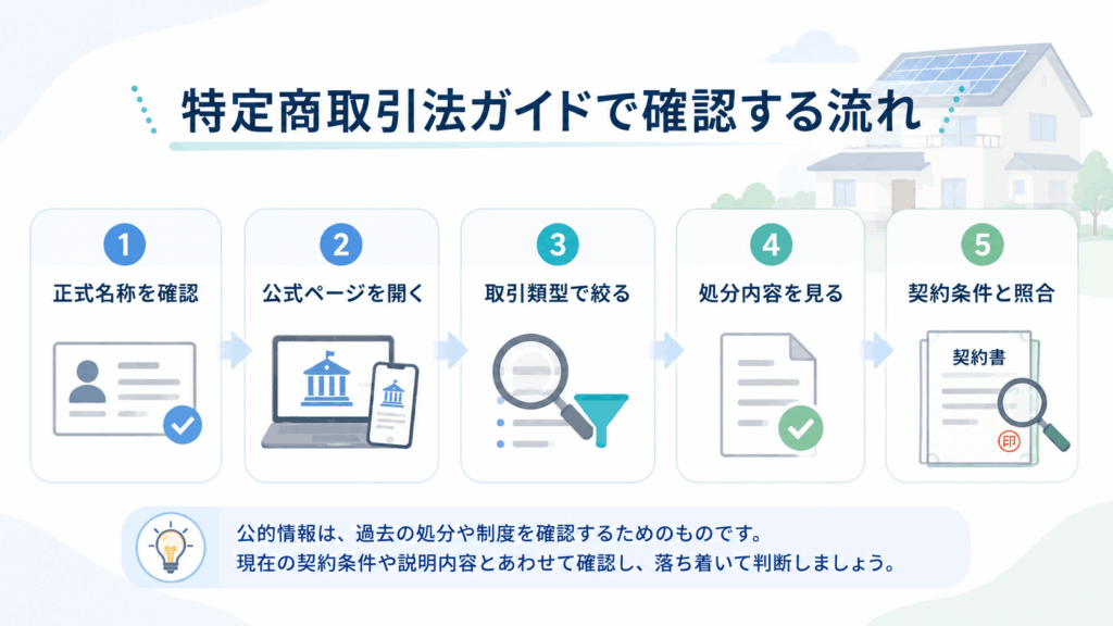 特定商取引法ガイドで行政処分を確認する流れ