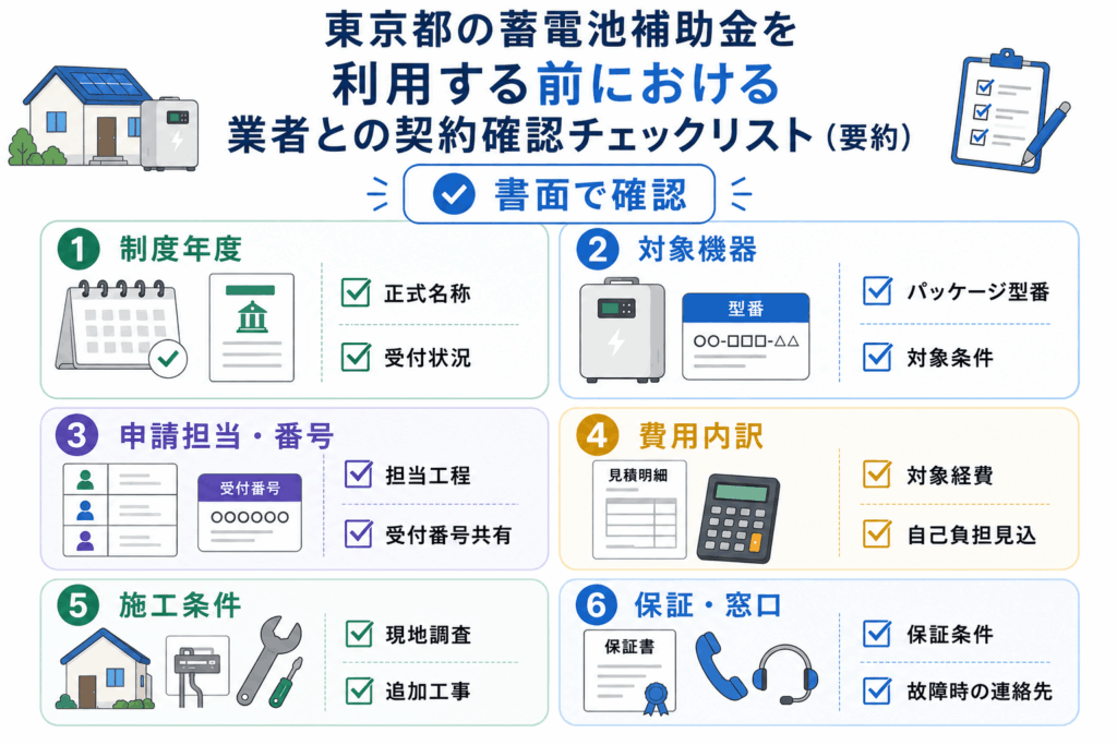 蓄電池補助金を利用する前の契約確認チェックリスト