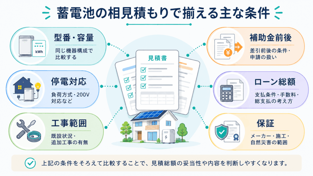 蓄電池の相見積もりでそろえる条件