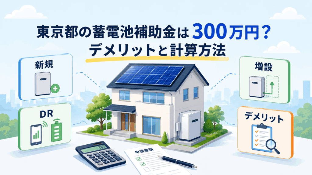 東京都の蓄電池補助金300万円の計算条件とデメリットを解説する記事