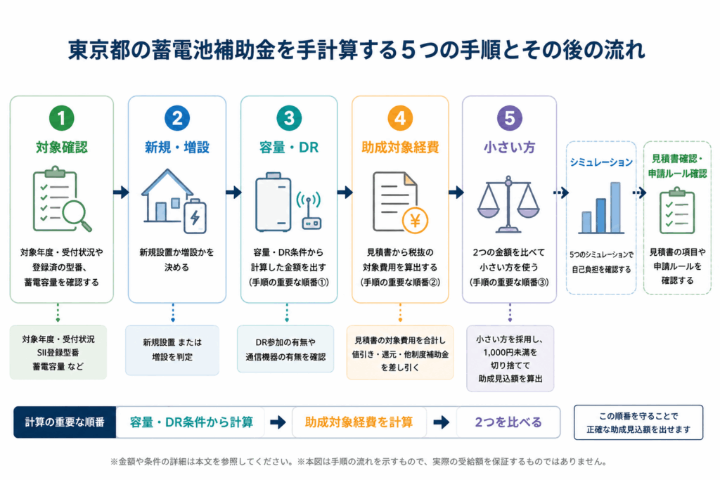 東京都の蓄電池補助金の計算式とシミュレーション手順