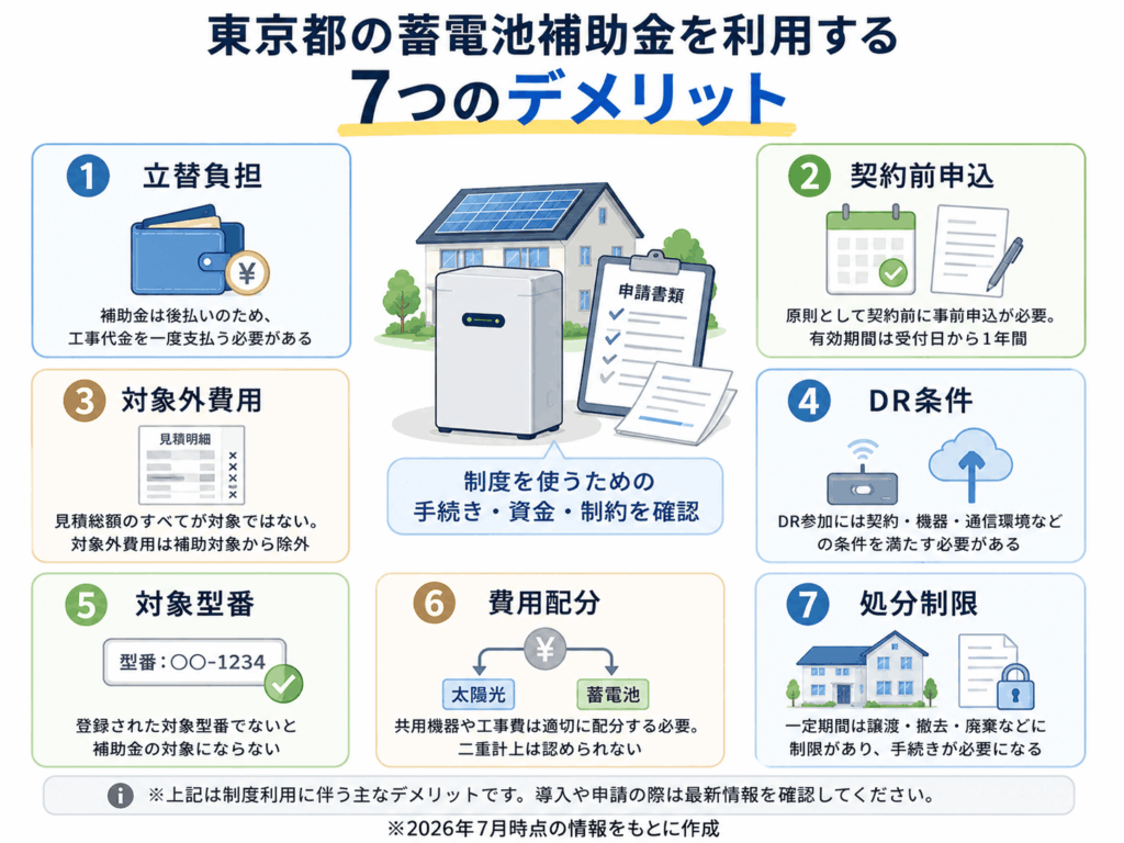 東京都の蓄電池補助金を利用する7つのデメリット