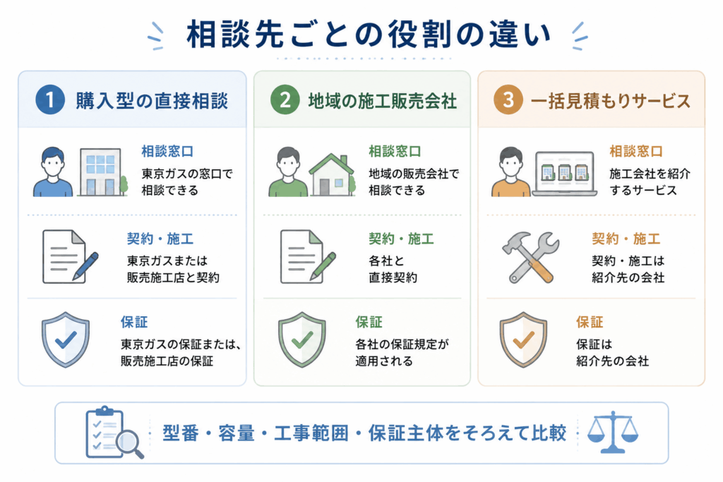 相談先ごとの役割の違い