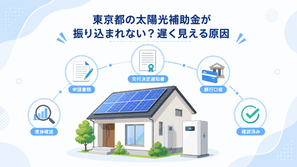 東京都の太陽光補助金が振り込まれない？遅く見える原因