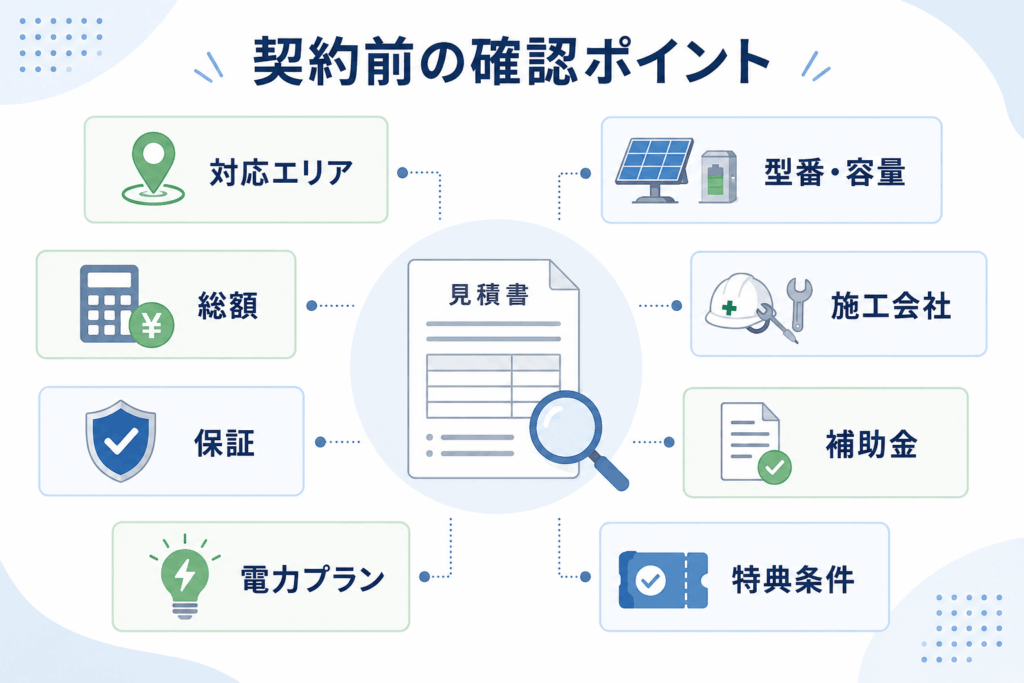 Coolsで太陽光・蓄電池を契約する前の確認項目をまとめた図解