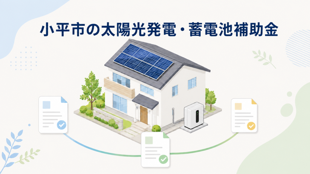 小平市の太陽光発電・蓄電池補助金を解説するイメージ