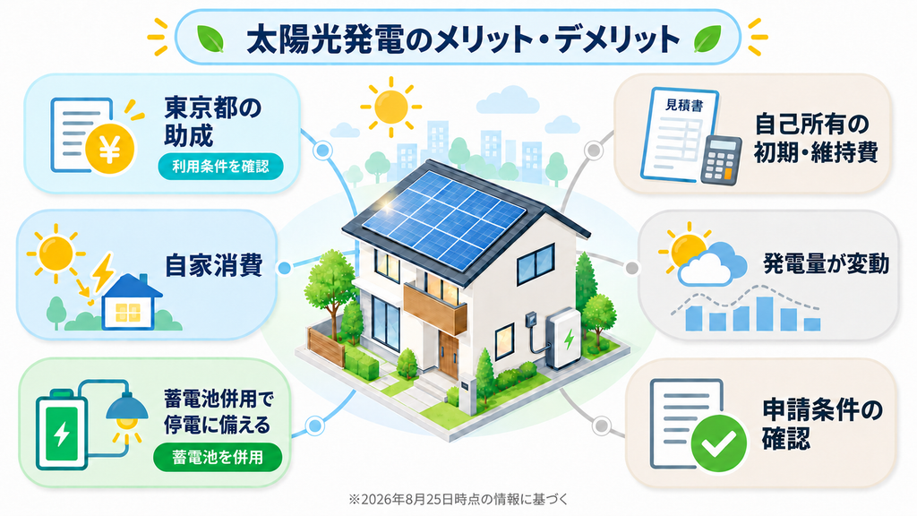 小平市で太陽光発電を設置するメリットとデメリットの図解