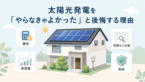 太陽光発電を「やらなきゃよかった」と後悔しないための判断ポイントを示すイメージ