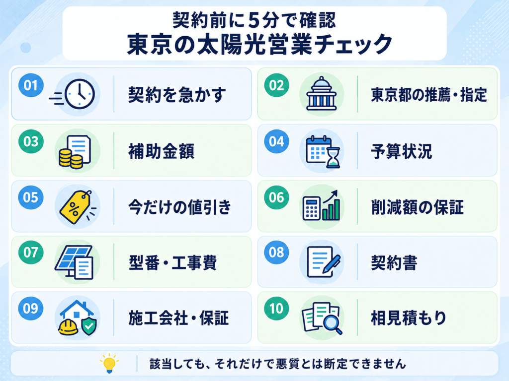 東京の太陽光営業を契約前に確認する10項目