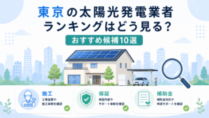 東京で太陽光発電業者を比較するポイントを示すイメージ