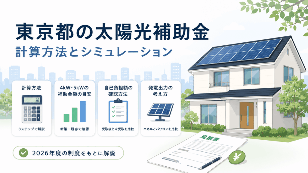 東京都の太陽光補助金を手計算する記事のアイキャッチ