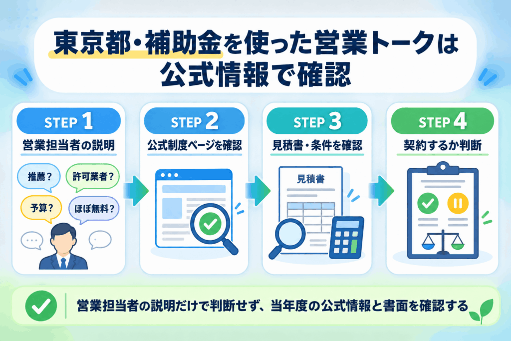 東京都の太陽光補助金営業を公式情報で照合する流れ
