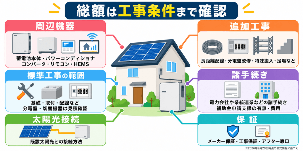 家庭用蓄電池の見積もりで確認する費用項目