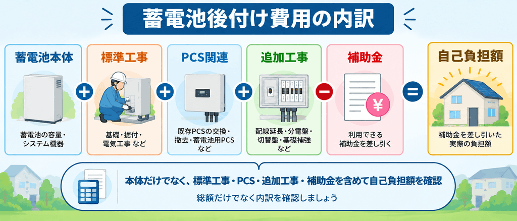 蓄電池後付け費用の内訳