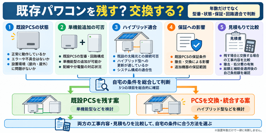 既存パワコンを残す場合と交換する場合の判断軸