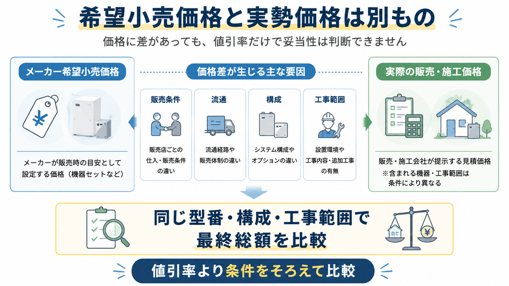 長州産業9.8kWh蓄電池の希望小売価格と実勢価格が異なる理由