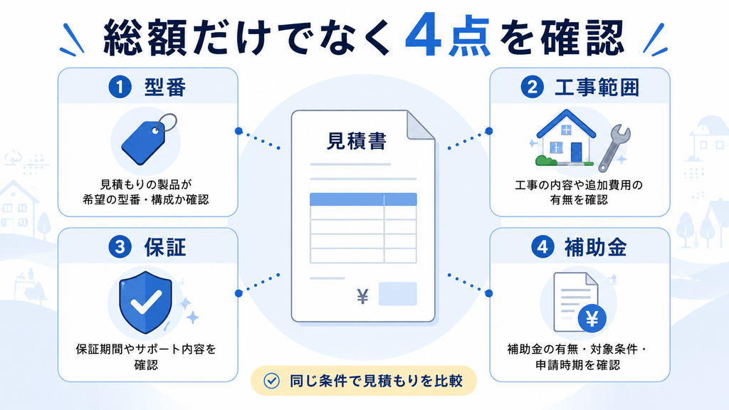 蓄電池見積書で確認したい型番・工事・保証・補助金