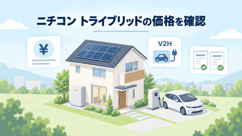 ニチコン トライブリッドT5/T6の価格とV2H費用を確認する記事のイメージ