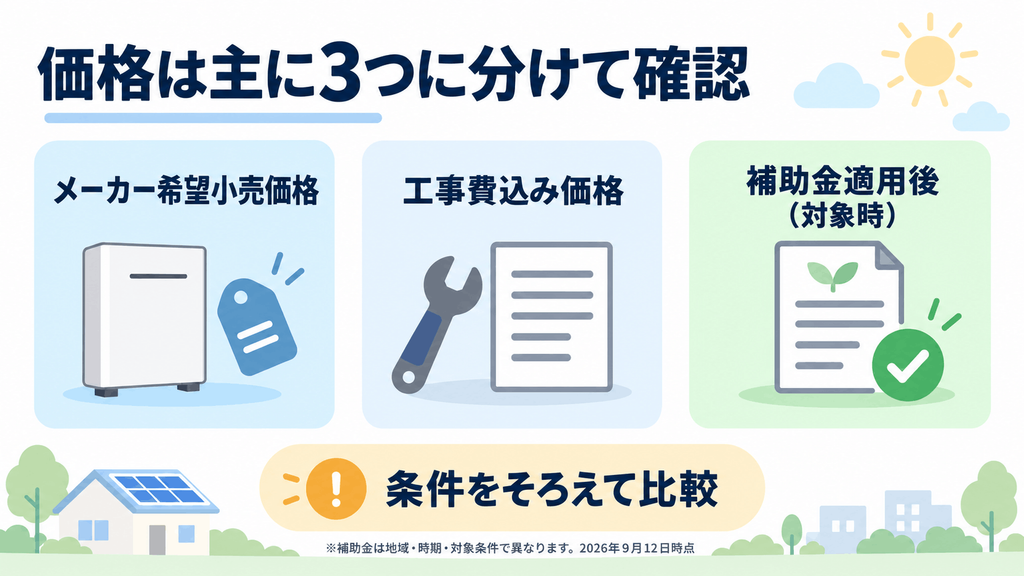 ニチコン トライブリッドのメーカー希望小売価格・工事費込み価格・補助金後価格の違い