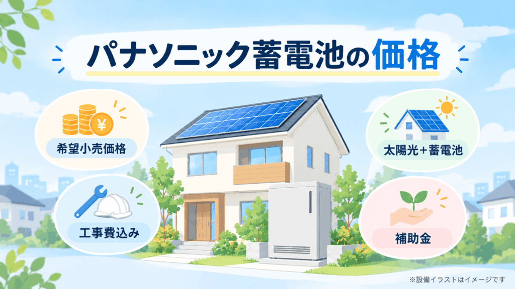 パナソニック蓄電池の価格・工事費込み相場・太陽光セット価格を解説する記事のアイキャッチ