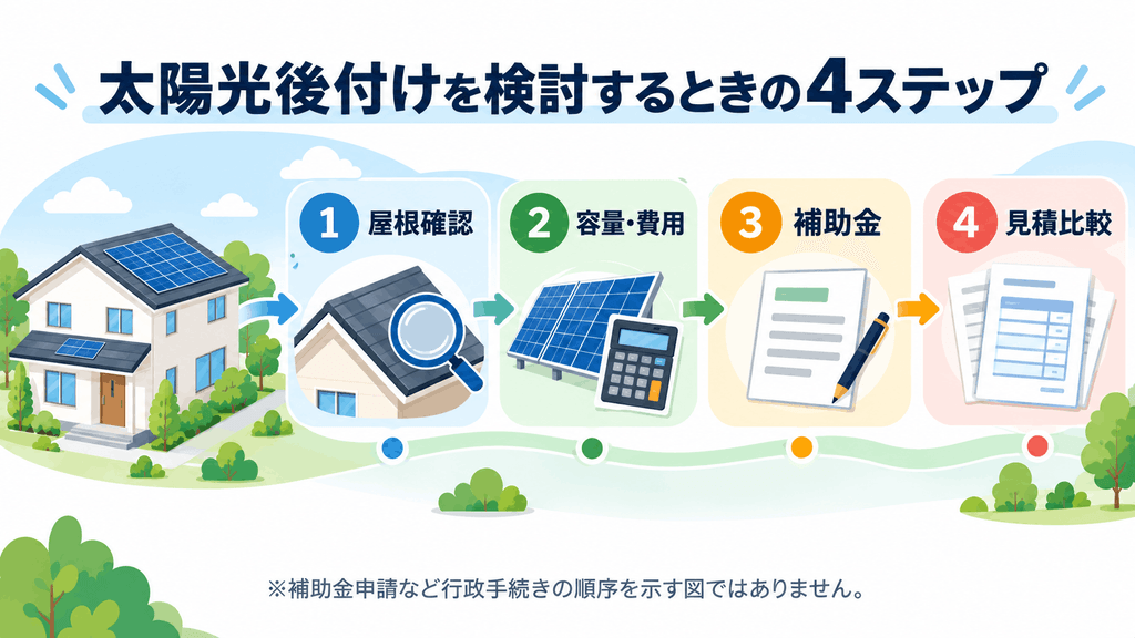 太陽光発電を後付けするときの屋根・費用・補助金・見積もり確認フロー