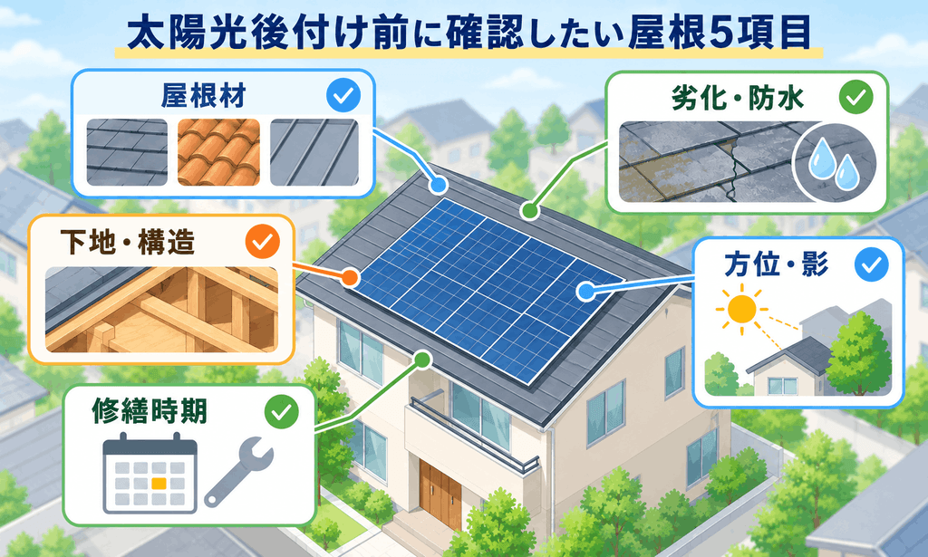 既築住宅に太陽光パネルを後付けする前の屋根チェック項目